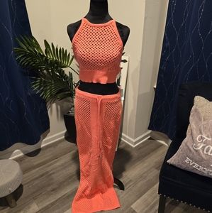 Coral Crochet Two-Piece Set